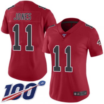 Nike Falcons #11 Julio Jones Red Women's Stitched NFL Limited Rush 100th Season Jersey