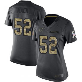 Bears #52 Khalil Mack Black Women's Stitched Football Limited 2016 Salute to Service Jersey