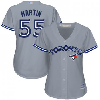 Blue Jays #55 Russell Martin Grey Road Women's Stitched Baseball Jersey