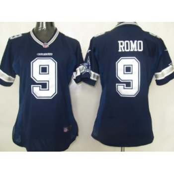 Nike Dallas Cowboys #9 Tony Romo Blue Game Womens Jersey