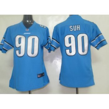 Nike Detroit Lions #90 Ndamukong Suh Light Blue Game Womens Jersey