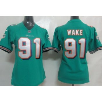 Nike Miami Dolphins #91 Cameron Wake Green Game Womens Jersey