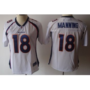 Denver Broncos #18 Peyton Manning White Womens Jersey