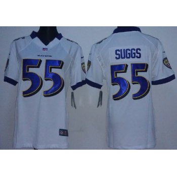 Nike Baltimore Ravens #55 Terrell Suggs White Game Womens Jersey