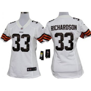 Nike Cleveland Browns #33 Trent Richardson White Game Womens Jersey