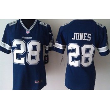 Nike Dallas Cowboys #28 Felix Jones Blue Game Womens Jersey