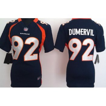 Nike Denver Broncos #92 Elvis Dumervil Blue Game Womens Jersey