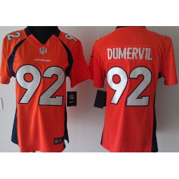 Nike Denver Broncos #92 Elvis Dumervil Orange Game Womens Jersey