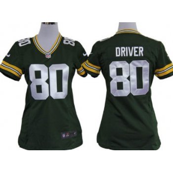 Nike Green Bay Packers #80 Donald Driver Green Game Womens Jersey