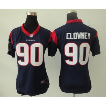 Nike Houston Texans #90 Jadeveon Clowney Blue Game Womens Jersey