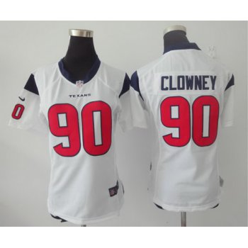 Nike Houston Texans #90 Jadeveon Clowney White Game Womens Jersey