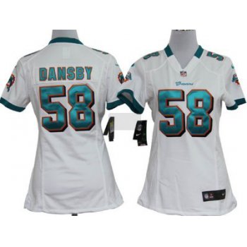 Nike Miami Dolphins #58 Karlos Dansby White Game Womens Jersey