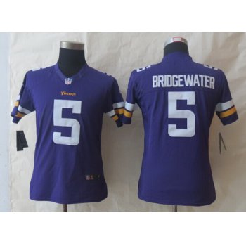 Nike Minnesota Vikings #5 Teddy Bridgewater 2013 Purple Limited Womens Jersey