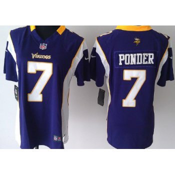 Nike Minnesota Vikings #7 Christian Ponder Purple Game Womens Jersey