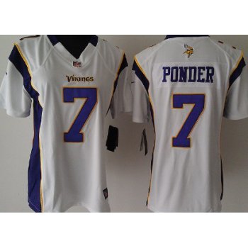 Nike Minnesota Vikings #7 Christian Ponder White Game Womens Jersey