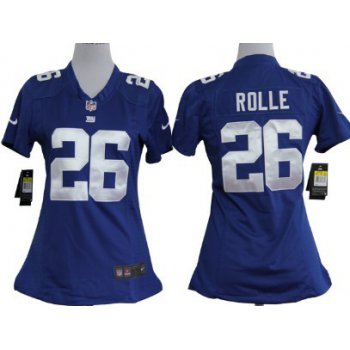 Nike New York Giants #26 Antrel Rolle Blue Game Womens Jersey