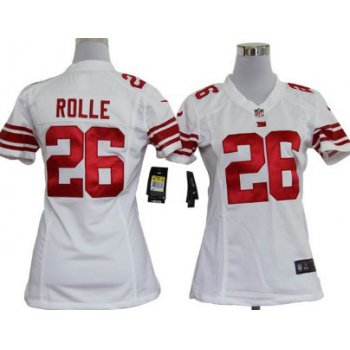 Nike New York Giants #26 Antrel Rolle White Game Womens Jersey