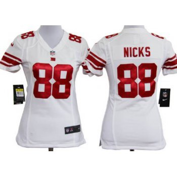 Nike New York Giants #88 Hakeem Nicks White Game Womens Jersey