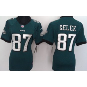 Nike Philadelphia Eagles #87 Brent Celek Dark Green Game Womens Jersey