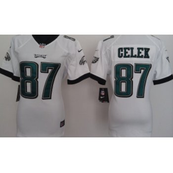 Nike Philadelphia Eagles #87 Brent Celek White Game Womens Jersey