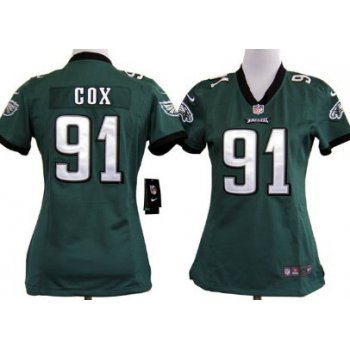 Nike Philadelphia Eagles #91 Fletcher Cox Dark Green Game Womens Jersey