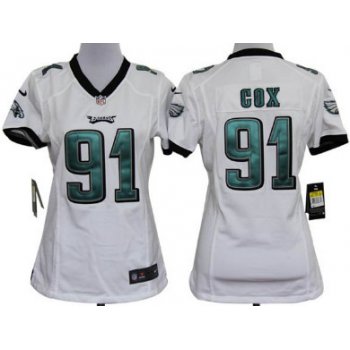 Nike Philadelphia Eagles #91 Fletcher Cox White Game Womens Jersey