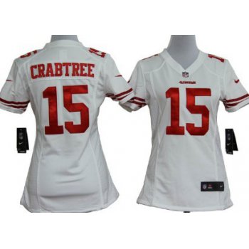 Nike San Francisco 49ers #15 Michael Crabtree White Game Womens Jersey