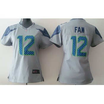 Nike Seattle Seahawks #12 Fan Gray Game Womens Jersey