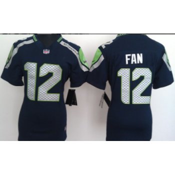 Nike Seattle Seahawks #12 Fan Navy Blue Game Womens Jersey