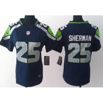 Nike Seattle Seahawks #25 Richard Sherman Navy Blue Game Womens Jersey