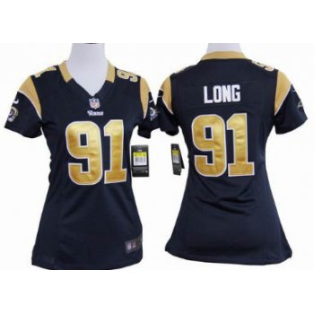 Nike St. Louis Rams #91 Chris Long Navy Blue Game Womens Jersey