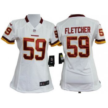 Nike Washington Redskins #59 London Fletcher White Game Womens Jersey