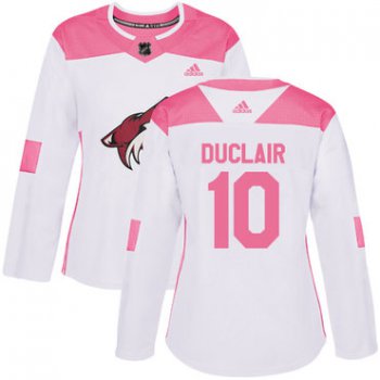 Adidas Arizona Coyotes #10 Anthony Duclair White Pink Authentic Fashion Women's Stitched NHL Jersey