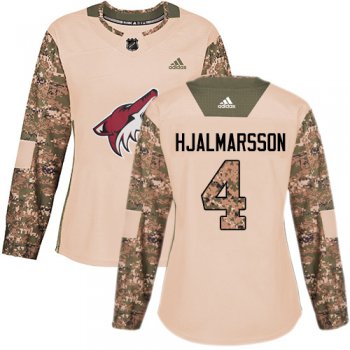 Adidas Arizona Coyotes #4 Niklas Hjalmarsson Camo Authentic 2017 Veterans Day Women's Stitched NHL Jersey