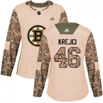 Adidas Boston Bruins #46 David Krejci Camo Authentic 2017 Veterans Day Women's Stitched NHL Jersey