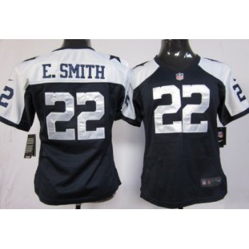 Nike Dallas Cowboys #22 Emmitt Smith Blue Thanksgiving Game Womens Jersey