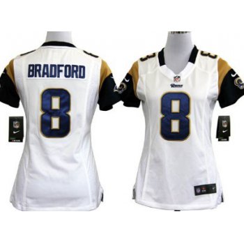 Nike St. Louis Rams #8 Sam Bradford White Game Womens Jersey