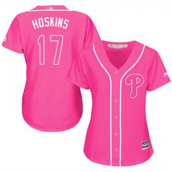 Philadelphia Phillies #17 Rhys Hoskins Pink Fashion Women's Stitched MLB Jersey