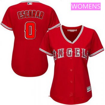 Women's Los Angeles of Anaheim #0 Yunel Escobar Red Alternate Stitched MLB Majestic Cool Base Jersey