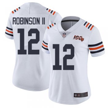 Bears #12 Allen Robinson II White Alternate Women's Stitched Football Vapor Untouchable Limited 100th Season Jersey