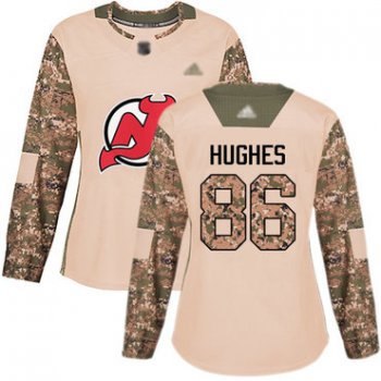 Devils #86 Jack Hughes Camo Authentic 2017 Veterans Day Women's Stitched Hockey Jersey