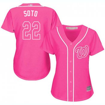 Nationals #22 Juan Soto Pink Fashion Women's Stitched Baseball Jersey