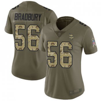 Vikings #56 Garrett Bradbury Olive Camo Women's Stitched Football Limited 2017 Salute to Service Jersey