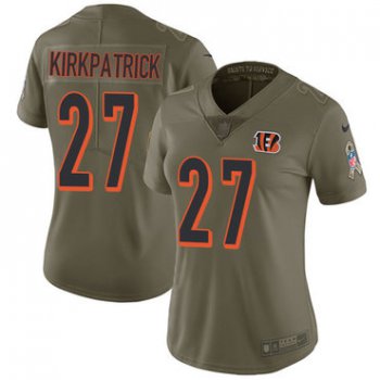 Women's Nike Cincinnati Bengals #27 Dre Kirkpatrick Olive Stitched NFL Limited 2017 Salute to Service Jersey