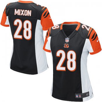 Women's Nike Cincinnati Bengals #28 Joe Mixon Black Team Color Stitched NFL Elite Jersey