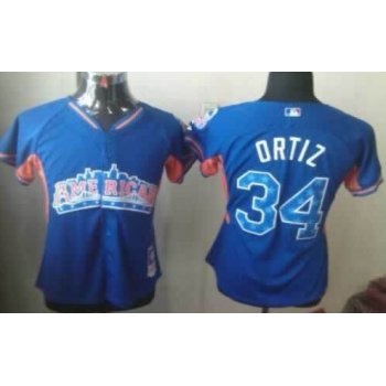 Boston Red Sox #34 David Ortiz 2013 All-Star Blue Womens Jersey