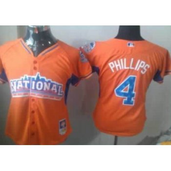 Cincinnati Reds #4 Brandon Phillips 2013 All-Star Orange Womens Jersey