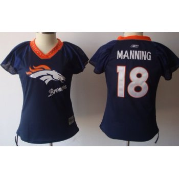 Denver Broncos #18 Peyton Manning 2011 Blue Womens Field Flirt Fashion Jersey