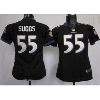 Nike Baltimore Ravens #55 Terrell Suggs Black Game Womens Jersey