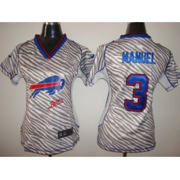 Nike Buffalo Bills #3 EJ Manuel 2012 Womens Zebra Fashion Jersey